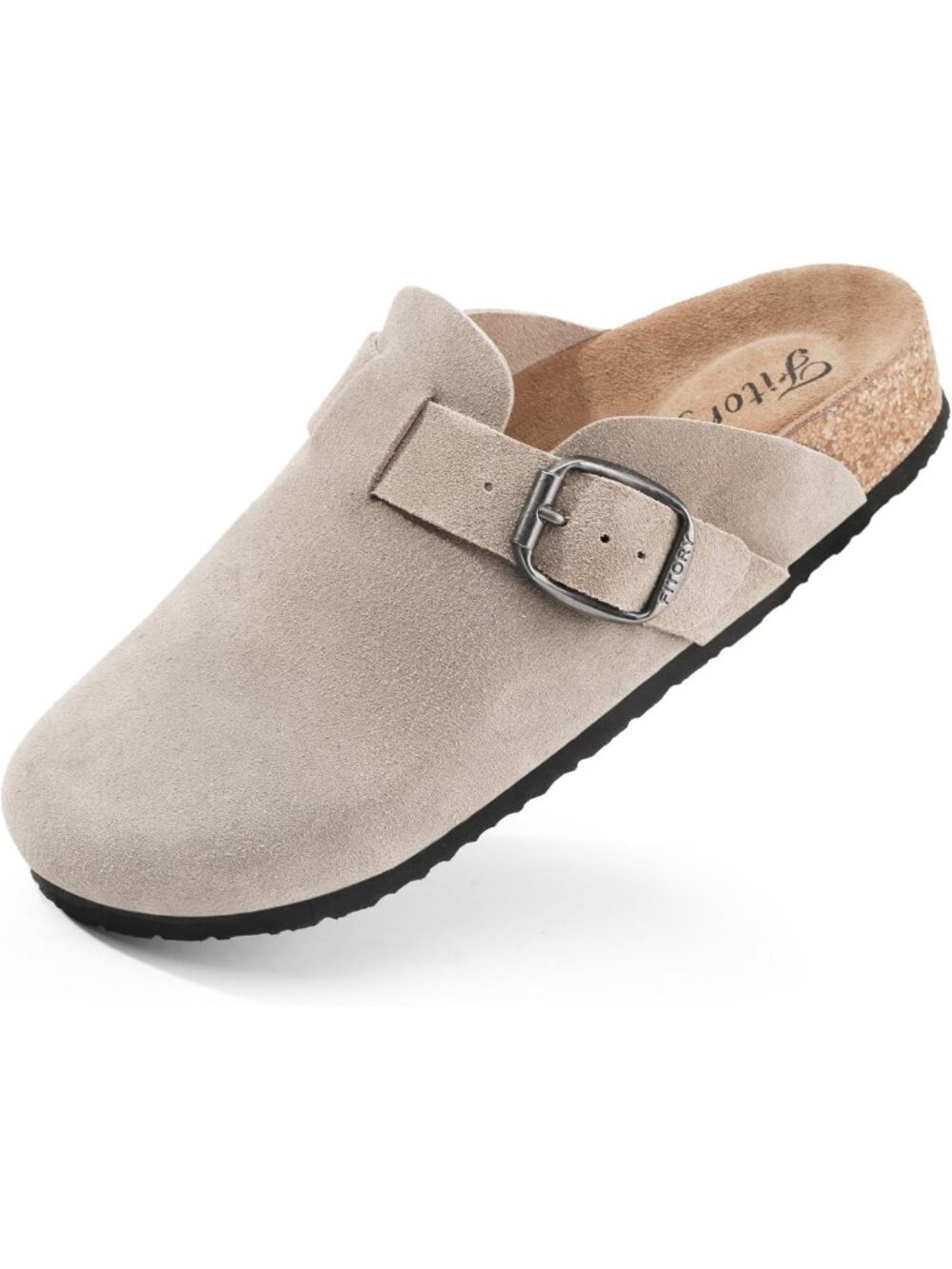 Stylish Women's Slip-On Clogs | Leather Mules with Suede & Cork Footbed